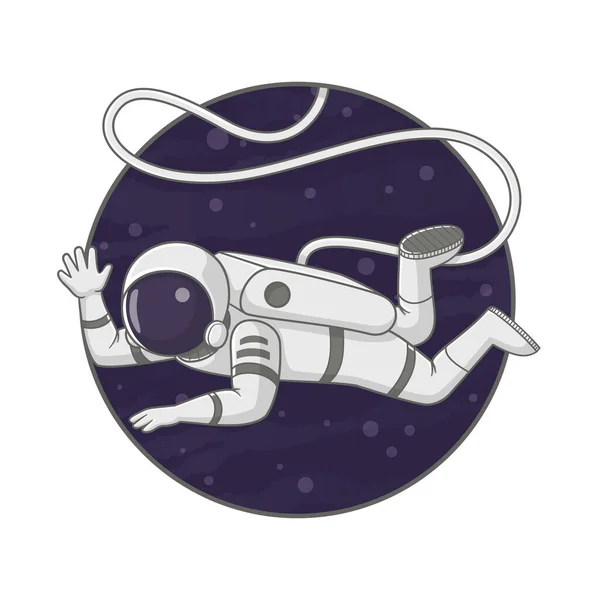 Astronauta Flutuar Num Cabo Espaço Acenar Vector Desenhos Animados Ilustração —  Vetores de Stock