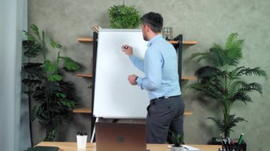 İş adamı koçu öğrencilere online webcam görüntülü sohbet laptopu öğretiyor