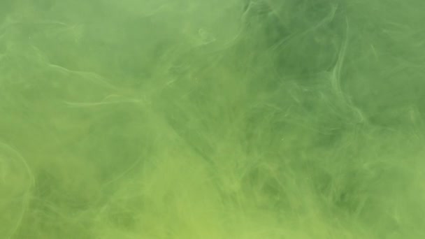 Tinta verde e amarela tinta acrílica misturando na água, girando suavemente debaixo d 'água — Vídeo de Stock