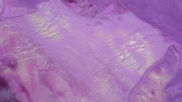 Purple, violet, pink, lilac colors liquid paint. Glitter texture. Soft fluid shapes with modern gradient colors. Glowing bokeh background — стоковое видео