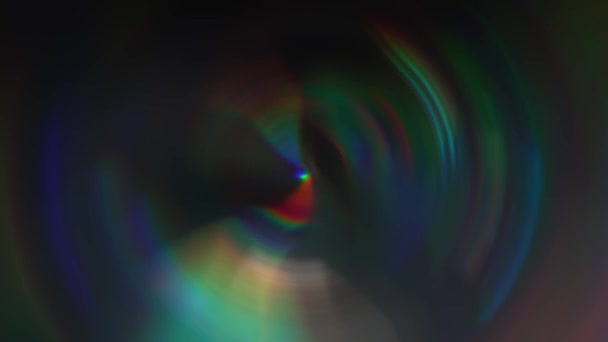 Holografisk flerfärgad regnbåge psykedelisk bakgrund. Rotation, centrum — Stockvideo