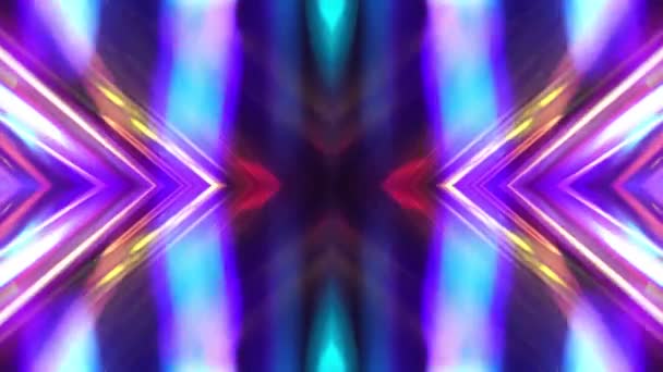 Néon bleu violet or rayonnant de rayons numériques et de lumières en mouvement. Effet miroir numérique. Fête abstraite holographique fond moderne. Éclat flou — Video