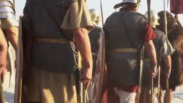 Roman legion military of Ancient Rome. The Roman military cadence. March of soldiers — Stock Video