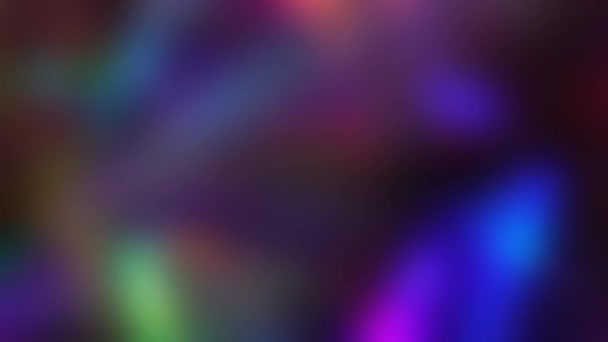 Néon borrado azul roxo abstrato embaçado fundo. Gradiente holográfico da cor do arco-íris macio. Falha no holograma. Luz através de um cristal e fumaça — Vídeo de Stock