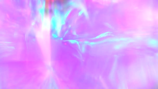 Pastel púrpura rosa azul azulado fondo holográfico abstracto. Resplandor de neón de vacaciones, luces y bokeh, espectro ultravioleta — Vídeos de Stock