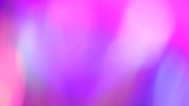 Holografische neon Abstract Meerkleurige eenhoorn wazige achtergrond Overlay, Rainbow Pink en Purple Light Leaks prisma kleuren, gedeactiveerd effect, wazig gloeien. Zachte pastel bewegende achtergrond voor meisjes — Stockvideo