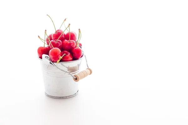 Ripe red cherry berries with white background — Stock Photo, Image