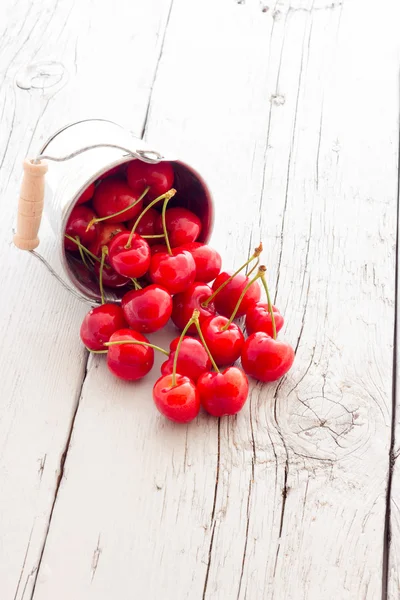 Ripe red cherry berries with white background — Stock Photo, Image