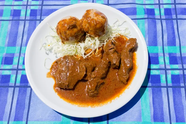 Veal stew with dumplings — Stock Photo, Image