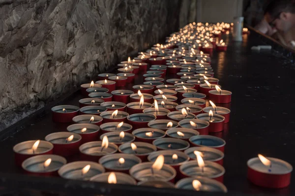 Candles Lit Church — Stock Photo, Image