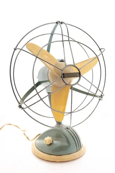 Vintage Elektrický Ventilátor Bílým Pozadím — Stock fotografie