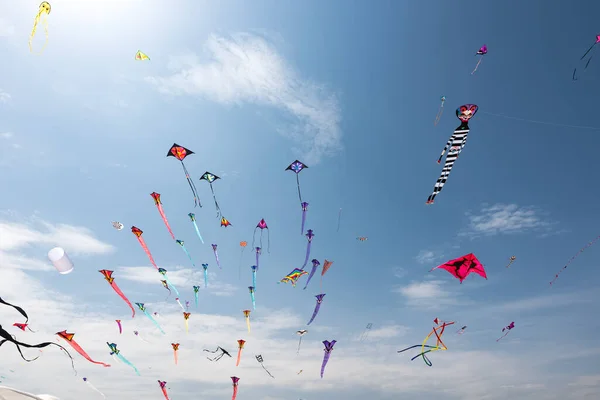 Pipas Com Céu Azul Nuvens Brancas — Fotografia de Stock