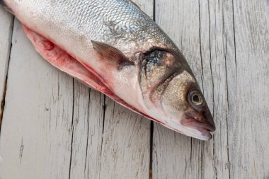 Beyaz arkaplan ile deniz levreği