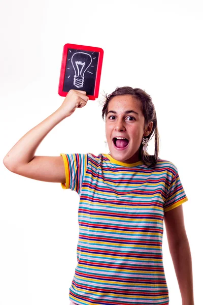 Sorridente bambina con un'idea — Foto Stock