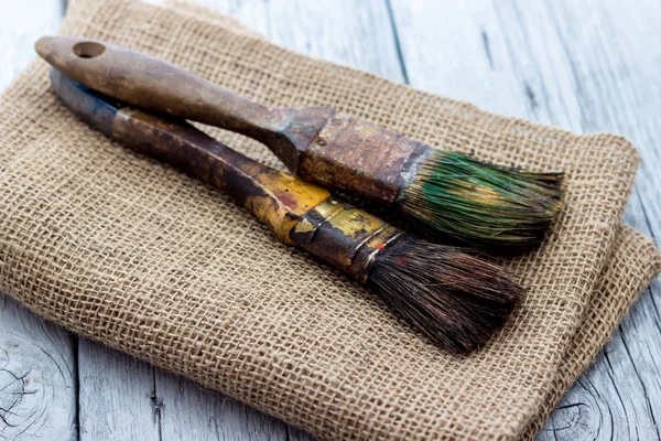 Old paintbrushes used — Stock Photo, Image