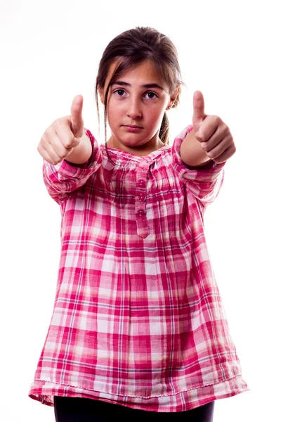 Little girl with thumbs up — Stock Photo, Image