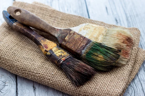 Old paintbrushes used — Stock Photo, Image