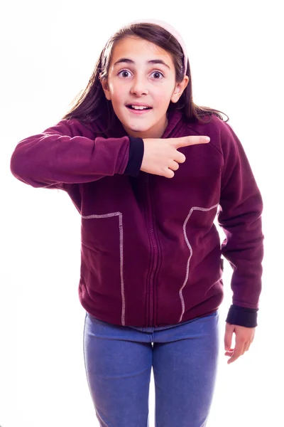 Girl pointing — Stock Photo, Image