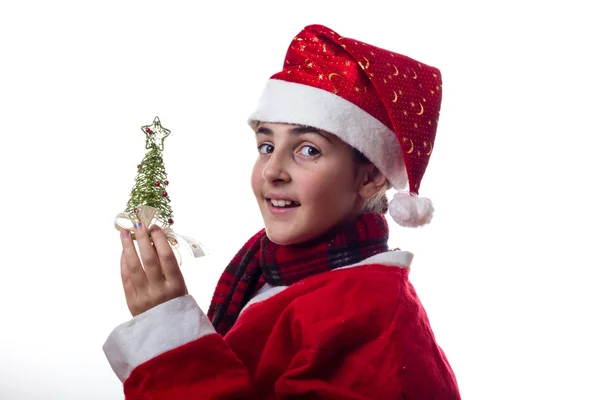 Маленька дівчинка з різдвяним костюмом — стокове фото