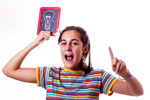 Sorrindo menina com uma ideia — Fotografia de Stock