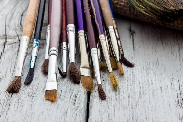 Old paintbrushes used — Stock Photo, Image