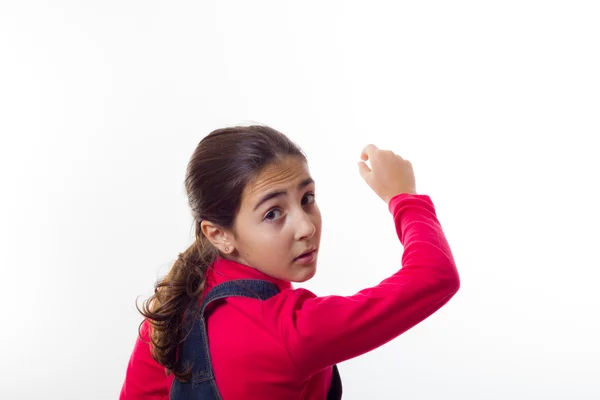 Meisje schrijft op het bord — Stockfoto