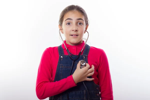 Bambina con stetoscopio — Foto Stock