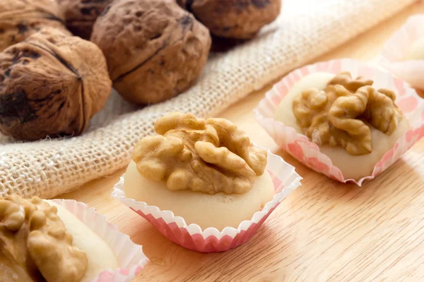 Walnuts with almond paste — Stock Photo, Image