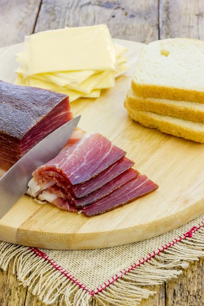 Slices of tasty Italian Speck — Stock Photo, Image