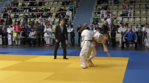 Judo yarışmalarında kızlar — Stok video