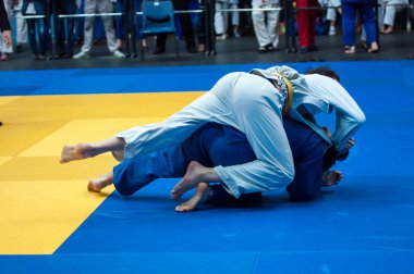 Two judoka on the tatami clipart