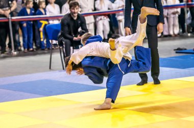 Orenburg, Rusya Federasyonu - 16 Nisan 2016: Judo yarışmalarında gençlik