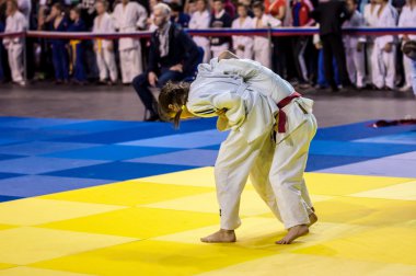 Orenburg, Rusya Federasyonu - 16 Nisan 2016: kız rekabet Judo