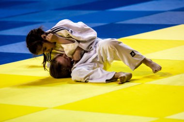 Orenburg, Rusya Federasyonu - 16 Nisan 2016: kız rekabet Judo