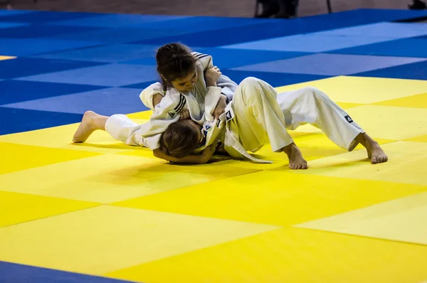 Orenburg, Rússia - 16 de abril de 2016: Meninas competem no judô — Fotografia de Stock