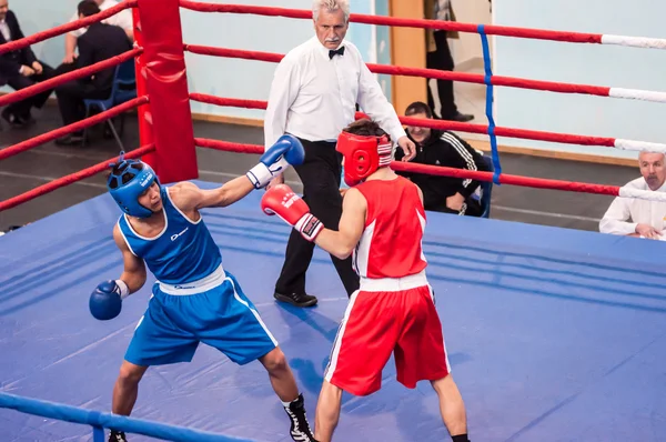 Orenburg, Rusia - 28 de abril de 2016: Los boxeadores masculinos compiten — Foto de Stock