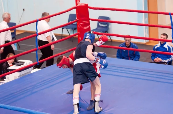 Orenburg, Rusia - 28 de abril de 2016: Los boxeadores masculinos compiten — Foto de Stock