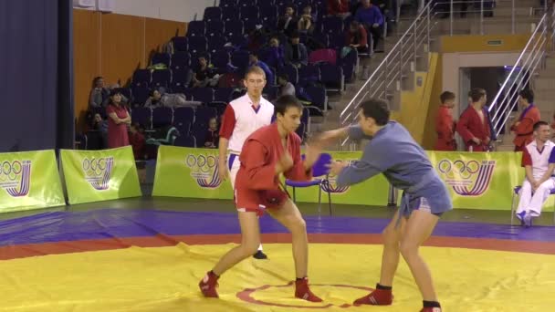 Orenburg, Rusya Federasyonu - 13 Mart 2016: çocuklar yarışmalar Sambo — Stok video