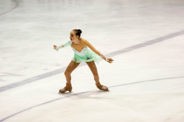 Orenburg, Rusya - 26.03.2016: Yarışmalar kızlar buz patenci.