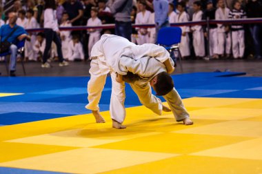Orenburg, Rusya Federasyonu - 16 Nisan 2016: Boys rekabet Judo