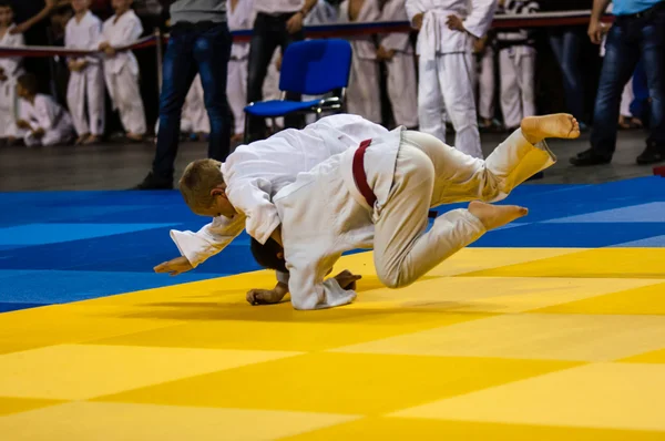 Orenburg, Russia - 16 aprile 2016: I ragazzi gareggiano nel Judo — Foto Stock