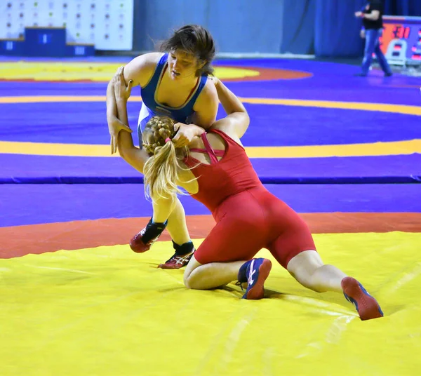 Orenburg Russia Ottobre 2017 Ragazze Competono Nel Wrestling Sportivo Torneo — Foto Stock