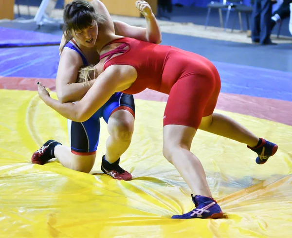 Orenburg Rusia Octubre 2017 Las Niñas Compiten Lucha Deportiva Torneo —  Fotos de Stock