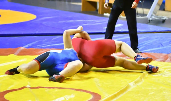 Orenburg Rússia Outubro 2017 Meninas Competem Wrestling Esportivo Torneio All — Fotografia de Stock