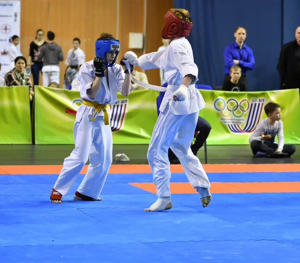 Orenburg Russland März 2017 Jahr Jungen Karate Wettbewerb Auf Der — Stockfoto