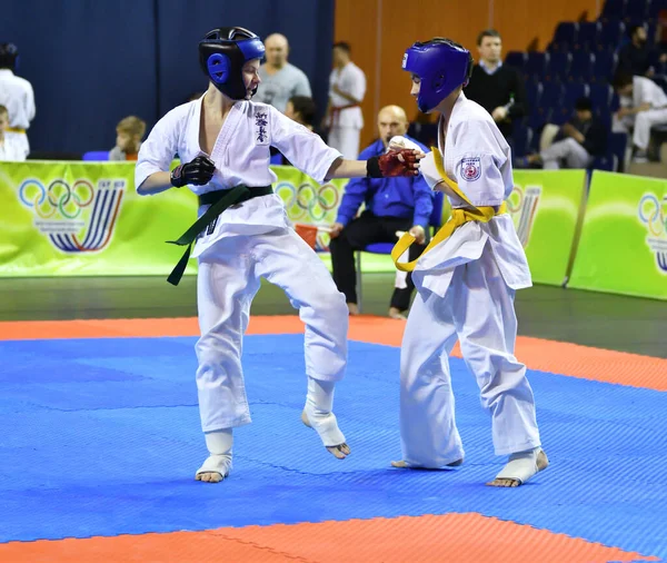 Orenburg Russland März 2017 Jahr Jungen Karate Wettbewerb Auf Der — Stockfoto