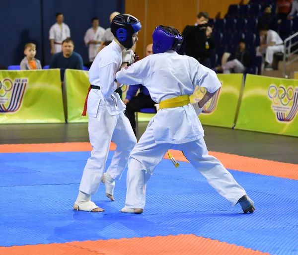 Orenburg Rusko Března 2017 Rok Kluci Soutěží Karate Mistrovství Orenburgu — Stock fotografie