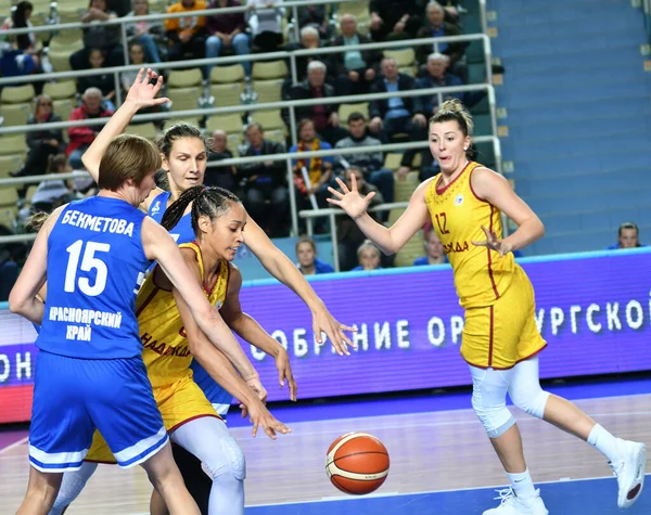 Orenburg Rusia Octubre 2019 Las Niñas Juegan Baloncesto Partido Del — Foto de Stock