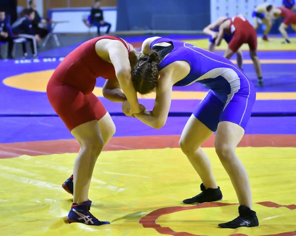 Orenburg Rusia Octubre 2017 Las Niñas Compiten Lucha Deportiva Torneo —  Fotos de Stock