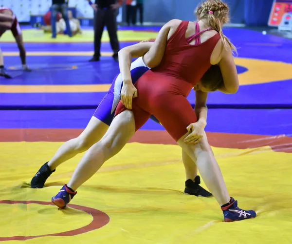 Orenburg Russia Ottobre 2017 Ragazze Competono Nel Wrestling Sportivo Torneo — Foto Stock